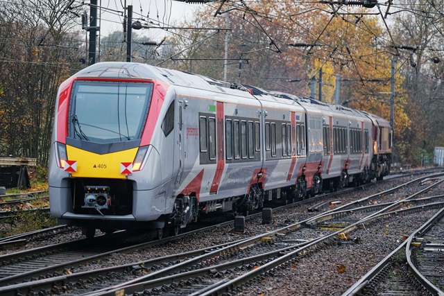 Brand new Greater Anglia Stadler bi-mode leaving Ipswich station