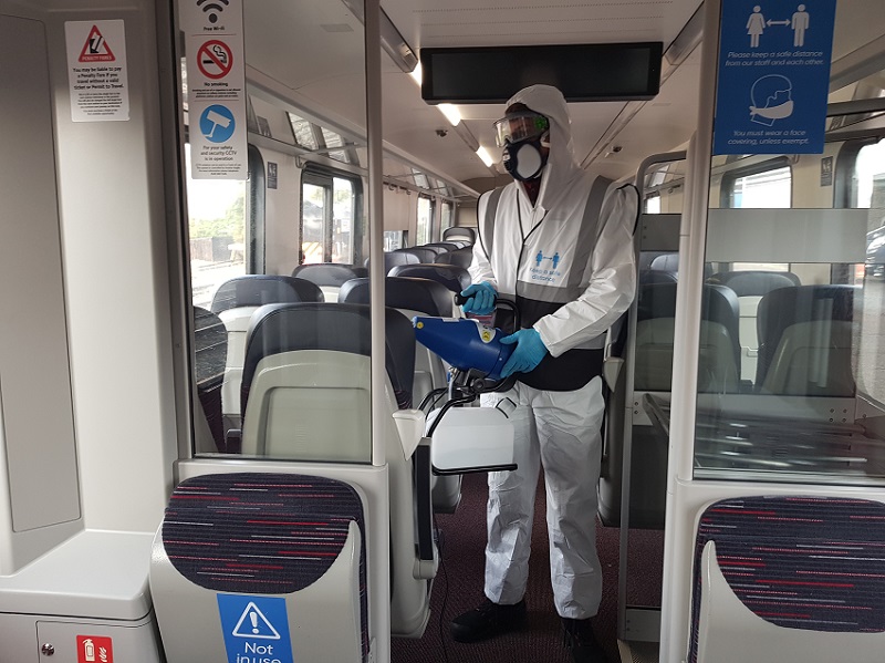 Greater Anglia is disinfecting trains using fogging guns 