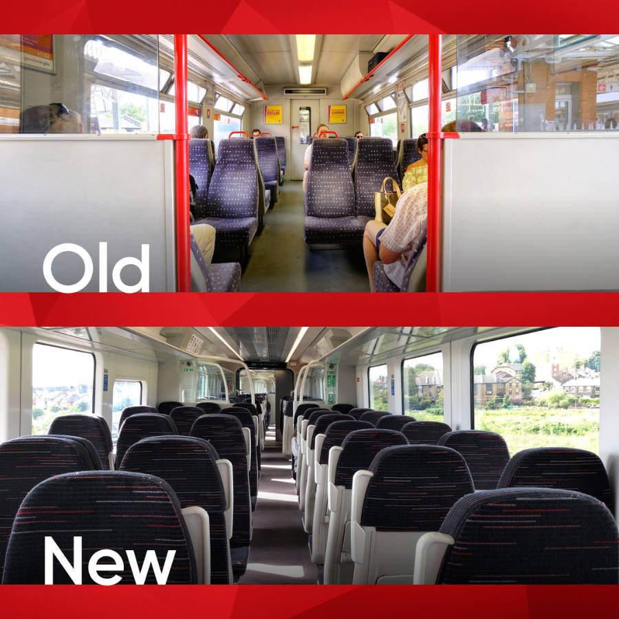 First class seating on old trains replaced by more standard seats on new train