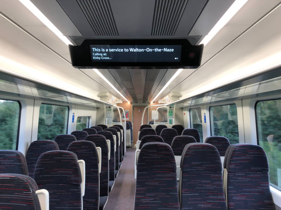 One of Greater Anglia's new Class 720 trains en route to Walton-on-the-Naze