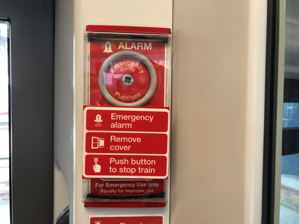 An emergency alarm on a Greater Anglia train