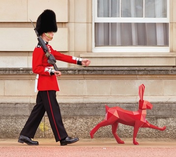 Red hare marching with royal guard