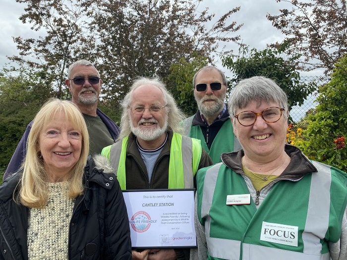 Station adopters at Cantley station receiving their award