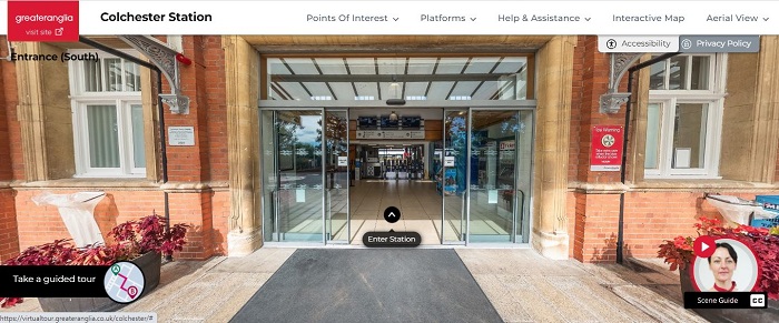 Front page of the online tour of Colchester rail station. 
