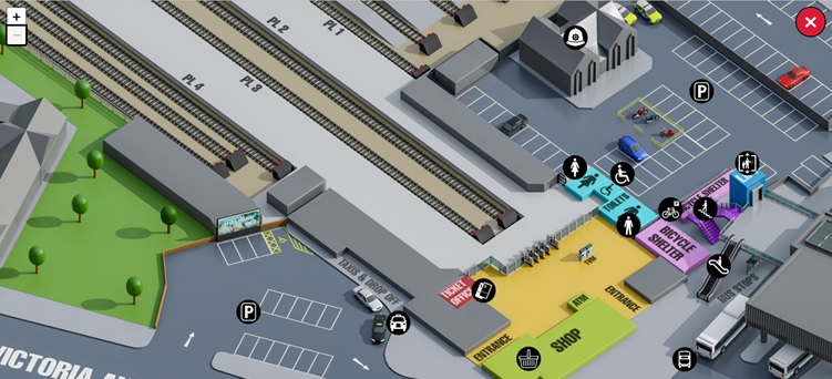 Interactive map from Southend Victoria virtual station tour