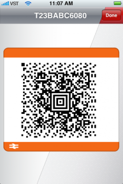 Mobile ticket barcode example picture