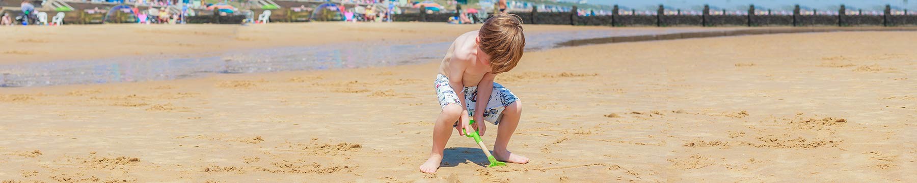 A boy digging in the sand
