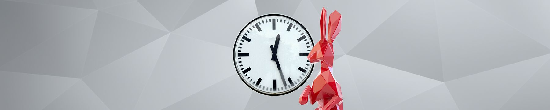 A Red Hare observing a clock 