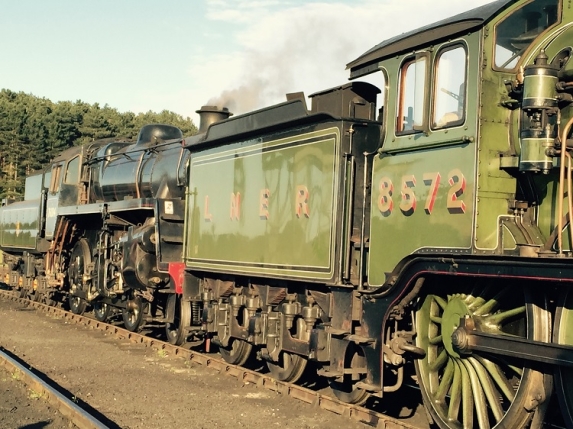 An old green train at the North Norfolk Railway