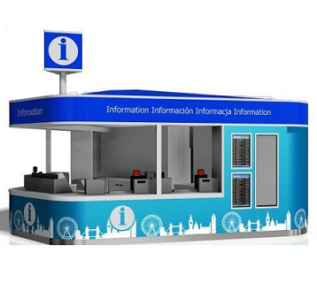 Artist's rendition of the blue London Liverpool Street station information point replacement.