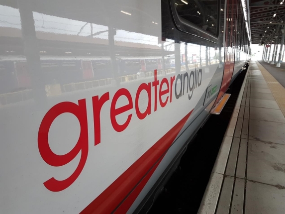 Greater Anglia logo on side of train 