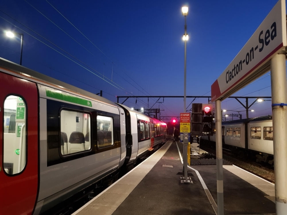 One of Greater Anglia's new trains at Clacton-on-Sea station