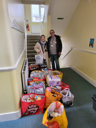 food and items donated to the Sawbridgeworth food bank