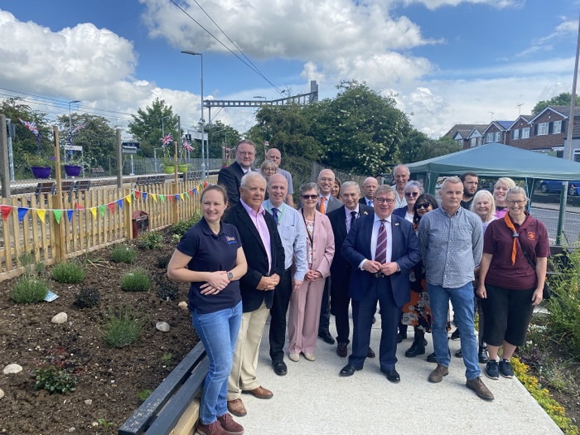 The official opening of Rayleigh station's new garden on 19 May