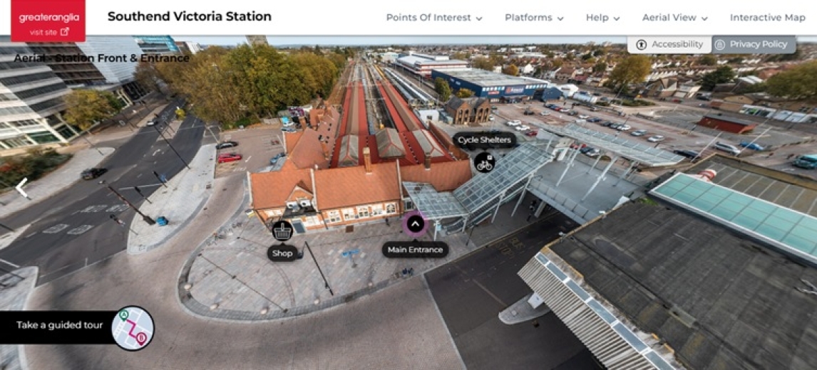 Aerial view of station from Southend Victoria station virtual tour