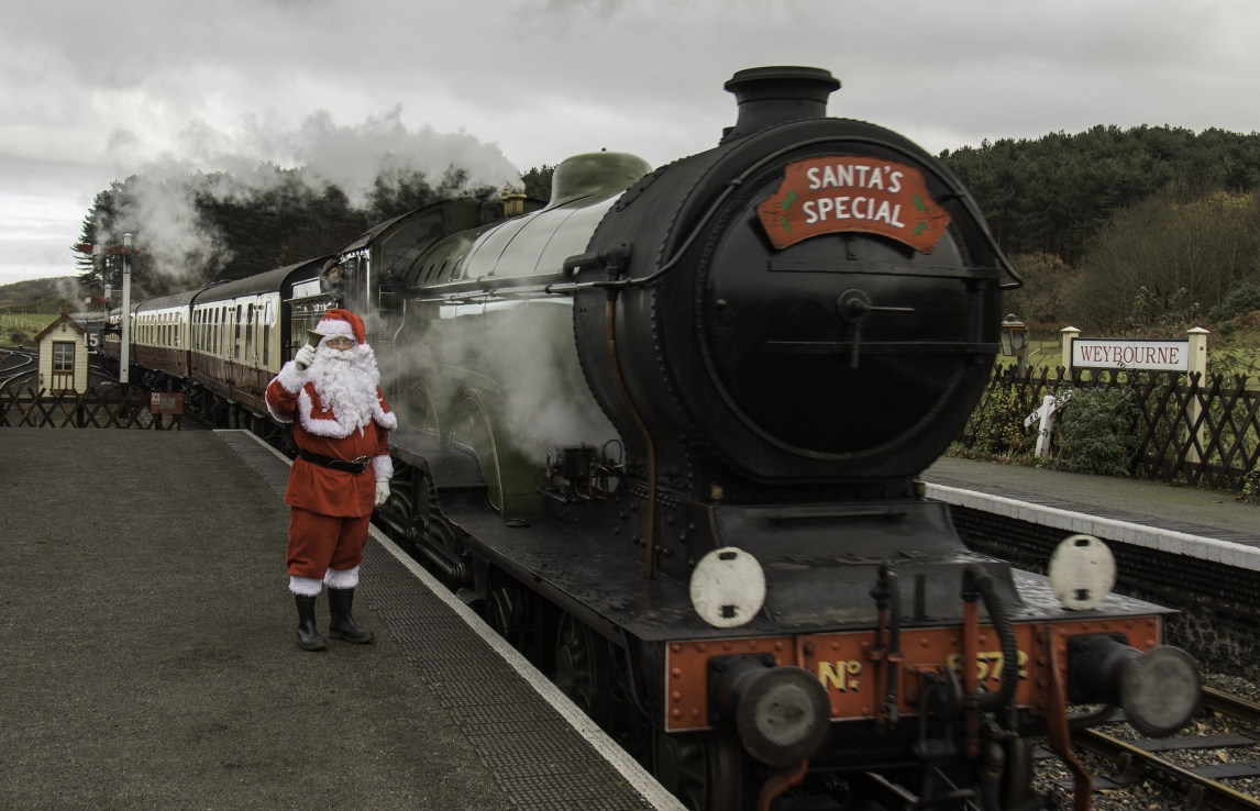 Santa and a steam train