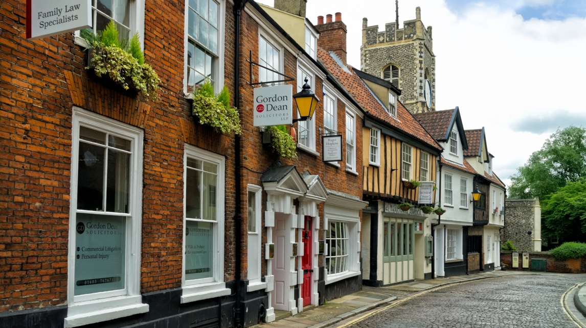 Head to Norwich for cobbled streets at Elm Hill and Timberhill