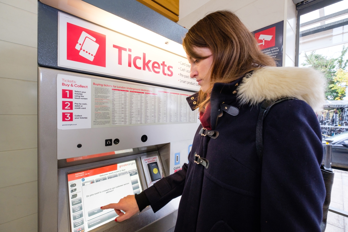 Virtual ticket agent ticket machine in use