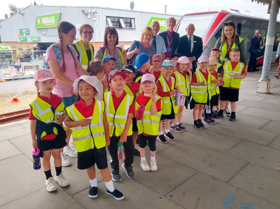 School children on a trip to find out about rail travel