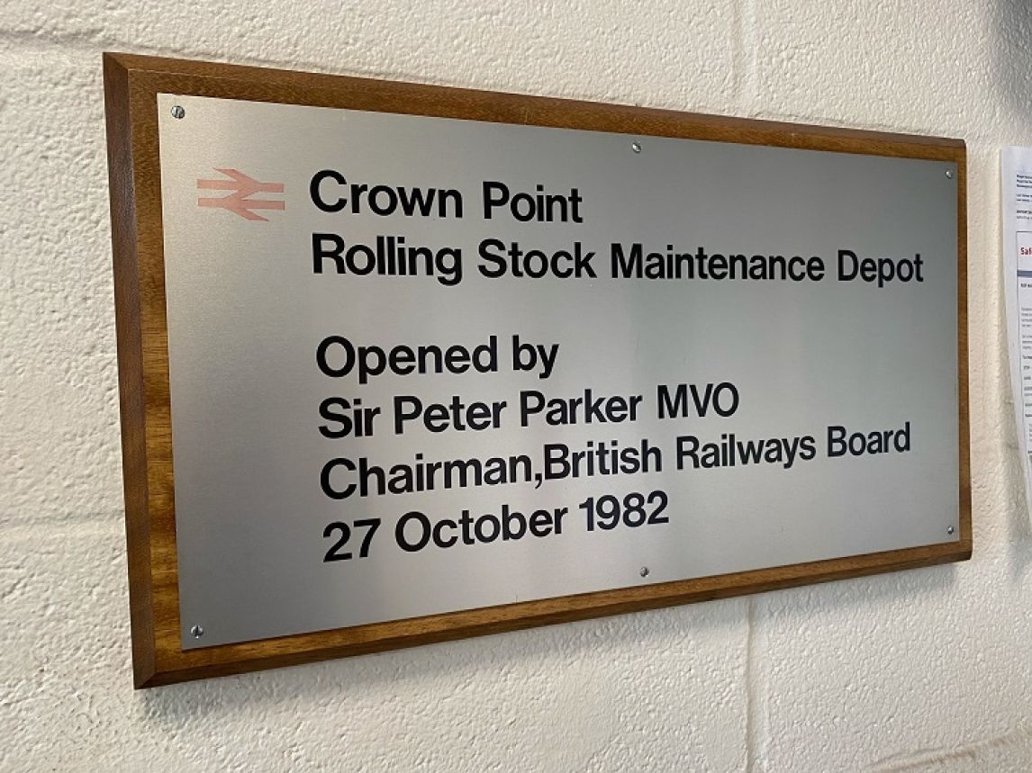 Plaque at Crown point depot