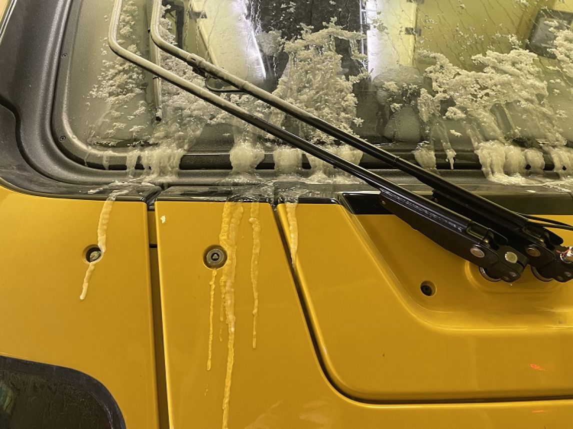 Ice stuck on the car window