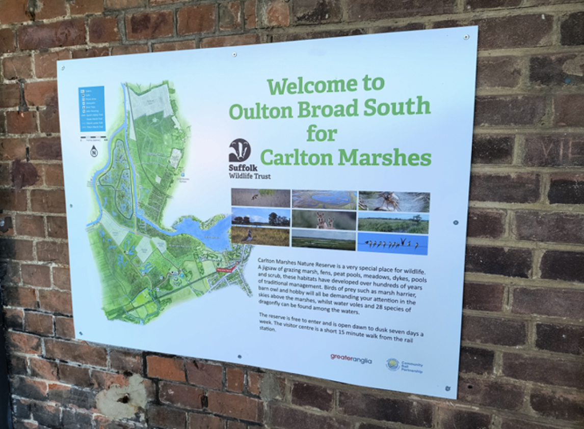 The new sign at Oulton Broad South rail station