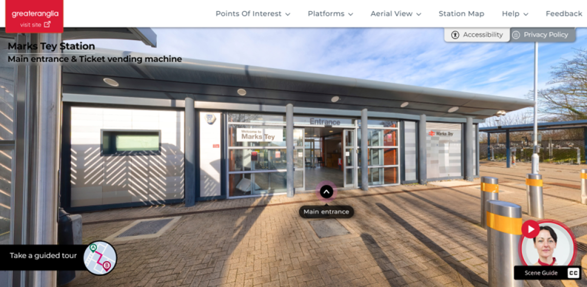 Screenshot of the virtual tour of Marks Tey rail station.