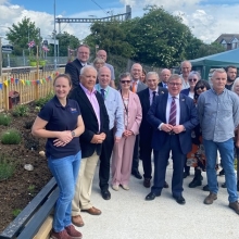 Group photo form official opening of Rayleigh station's new garden