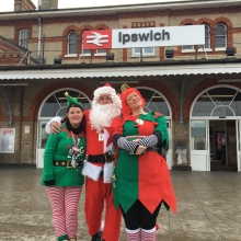 Santa and elves at Ipswich station