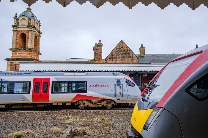 Greater Anglia trains at the station