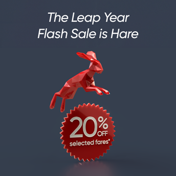 The Leap year flash sale is hare. 20% off selected fares